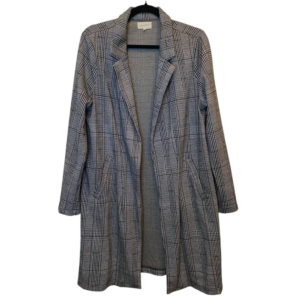 Melloday Houndstooth Plaid 3/4 length duster jacket - XL
